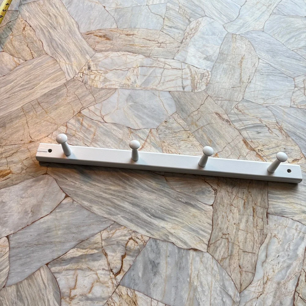 White Wall Mount Coat Rack 4 Hooks Modern‎ Home Entryway Organization